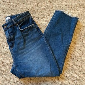 LOFT Curvy High Rise Straight Crop Jeans in Light Authentic Indigo Wash. Size 28
